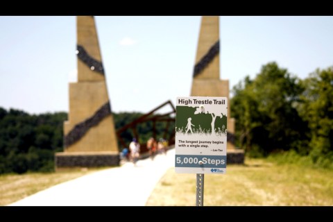 Cross A Giant Half-Mile Bridge With Awesome Views On The High Trestle Trail In Iowa