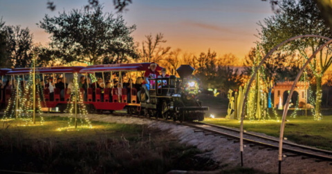 Watch Thousands Of Holiday Lights Whirl By In An Open-Air Coach On The Christmas Train In Texas