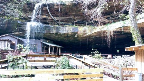 Dine While Overlooking A Waterfall At Rattlesnake Saloon In Alabama