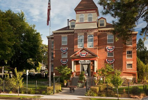 Built In 1905, The Roosevelt Inn Is A Historic Boutique Hotel In Idaho Located Inside A Former Schoolhouse