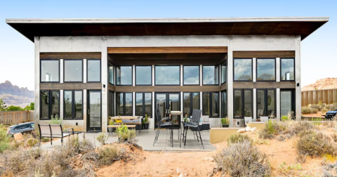 Get Away From It All At This Unique Vacation Home With A Wall Of Windows In Utah