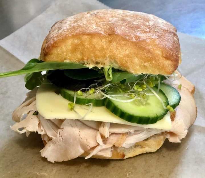 turkey sandwich at Kindred Farms Market & Bakery