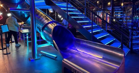 Have A Blast At An Adult Playground With A Massive Slide And Yummy Drinks At Slate NY In New York
