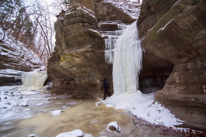 frozen waterfalls in Oglesby, Illinois