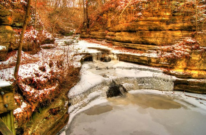 frozen waterfalls in Oglesby, Illinois