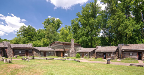 Image of the cabins at Fort Boonesborough State Park in Richmond, Kentucky