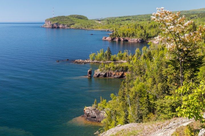 A scenic view of the north shore of Lake Superior.