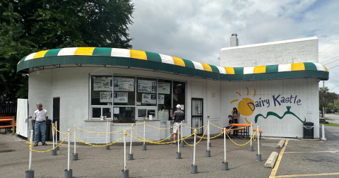 Exterior of Dairy Kastle in Louisville, Kentucky, a local ice cream shop serving soft serve ice cream and treats.