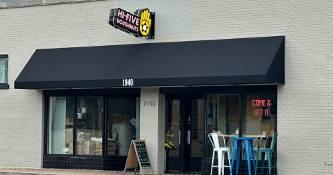 Exterior of High-Five Doughnuts' new location in the Highlands, selling doughnuts in Louisville, Kentucky