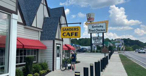 Exterior of the Sanders Cafe and Museum, an iconic restaurant in Kentucky and the birthplace of KFC